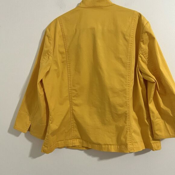 Coldwater Creek Blazer Jacket Size 16 Yellow Preppy Big Button Unlined Boxy - Picture 2 of 6